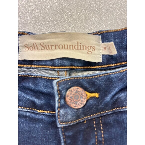 Soft Surroundings Embroidered Bootcut Jeans Womens Size 16 Sequin Stretch Denim - Picture 4 of 6